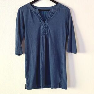 BODEN Women’s Boho V‑Neck Tunic Shirt Blue Size 4